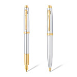 Sheaffer 100 Ballpoint Pen & Fountain Pen Gift Set - Bright Chrome Gold Trim - Picture 1